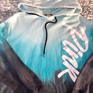 PINK tie-dye blue cropped hoodie